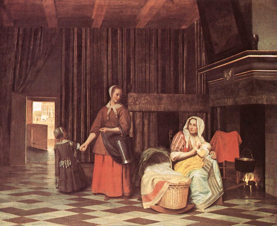 HOOCH, Pieter de Suckling Mother and Maid s